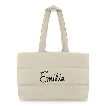 Emilia - Sac shopping matelassé - blanc naturel - Devant