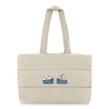 Seagulls bateau marins amour oiseaux de mer Saint-Valentin - Sac shopping matelassé - blanc naturel - Devant