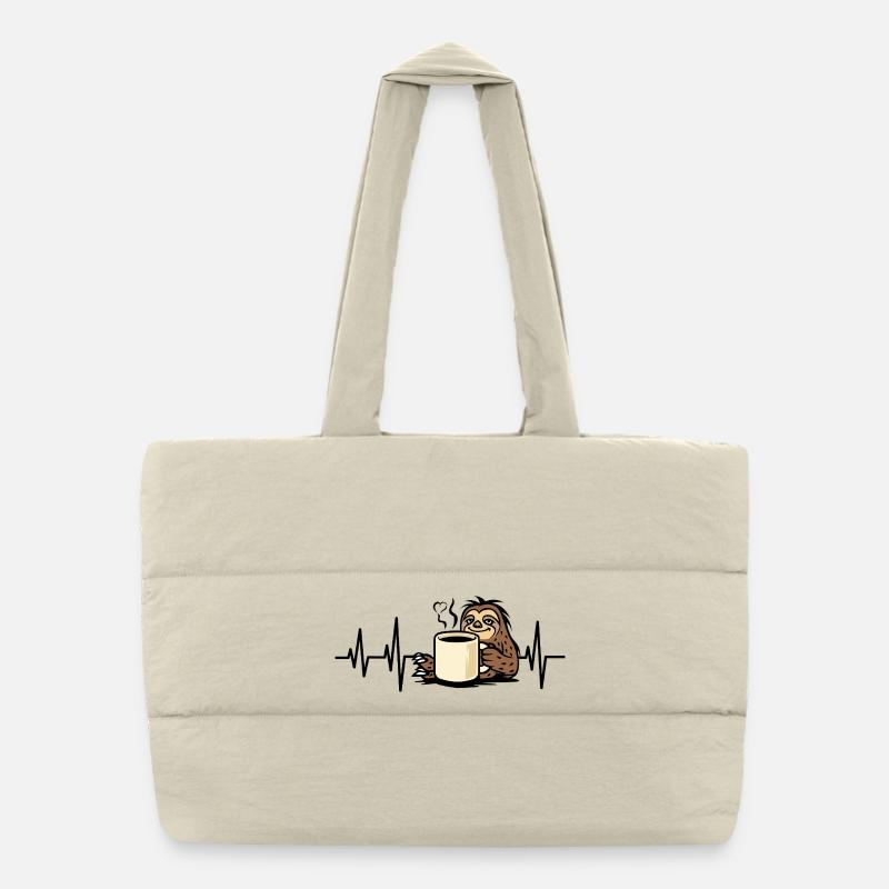 Paresseux douillet avec une tasse de café Sac shopping matelassé