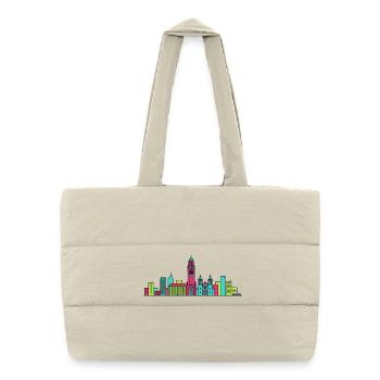 Charleroi City Skyline Belfry Modern Line Art - Puffer Shopping Bag - natural - Front