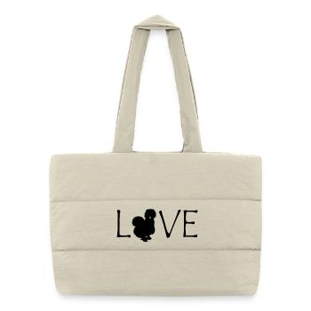 Fans de poulet - Coq - Coq - Poulet de soie - Bio - Sac shopping matelassé - blanc naturel - Devant
