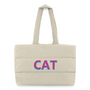Typographie, Cat, Tier tatzen muster - Puffer-Einkaufstasche - Naturweiß - Vorne