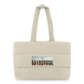 Istanbul Skyline Lettering - Puffer Shopping Bag - natural - Front