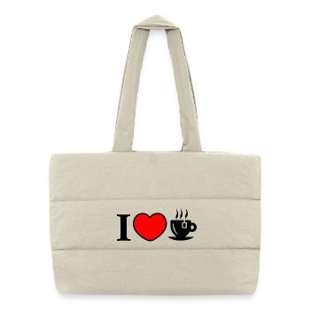 heart and a cup of tea - Puffer Shopping Bag - natural - Front