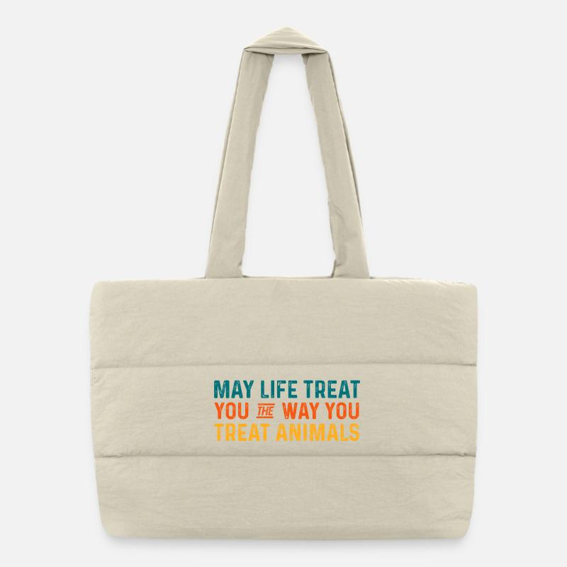 Citation Animale Optimisme Positive - Sac shopping matelassé - blanc naturel
