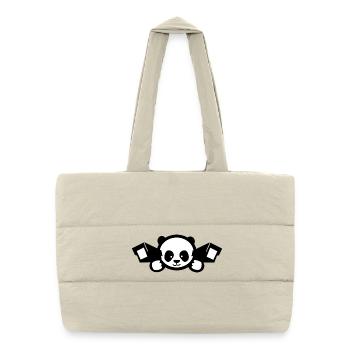 Cute Surveillance Panda – China Satire - Puffer Shopping Bag - natural - Front