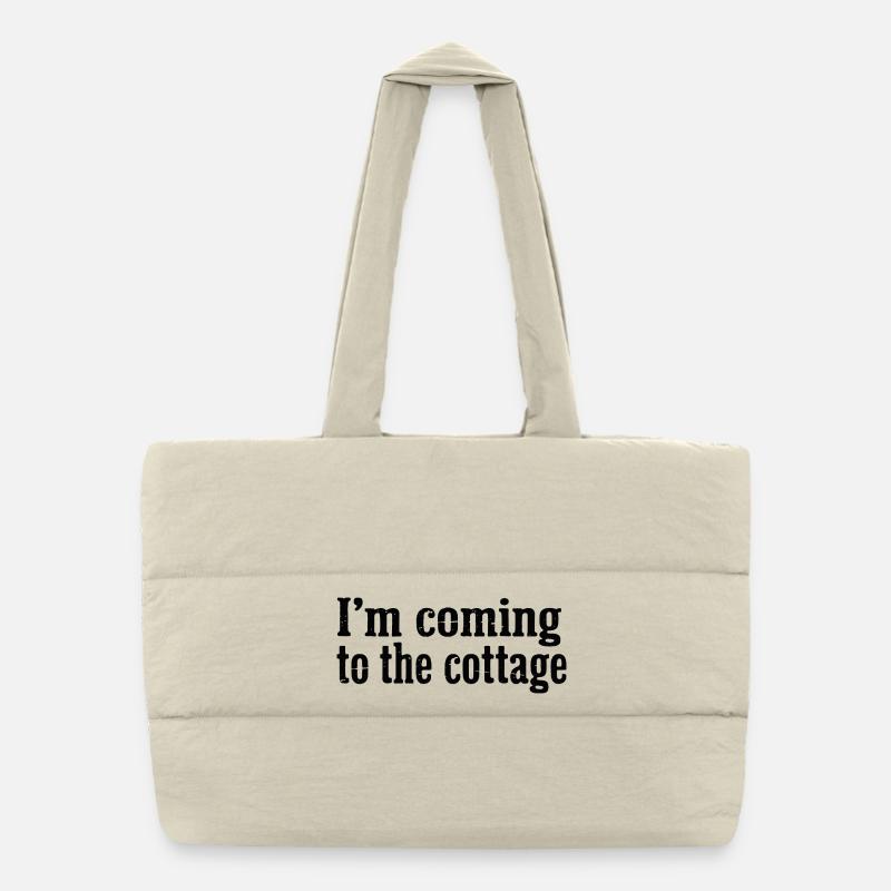 Ich komme zur Cottage Distressed-Nachricht Puffer-Einkaufstasche