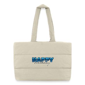 Joyeux anniversaire, félicitations, anniversaire - Sac shopping matelassé - blanc naturel - Devant