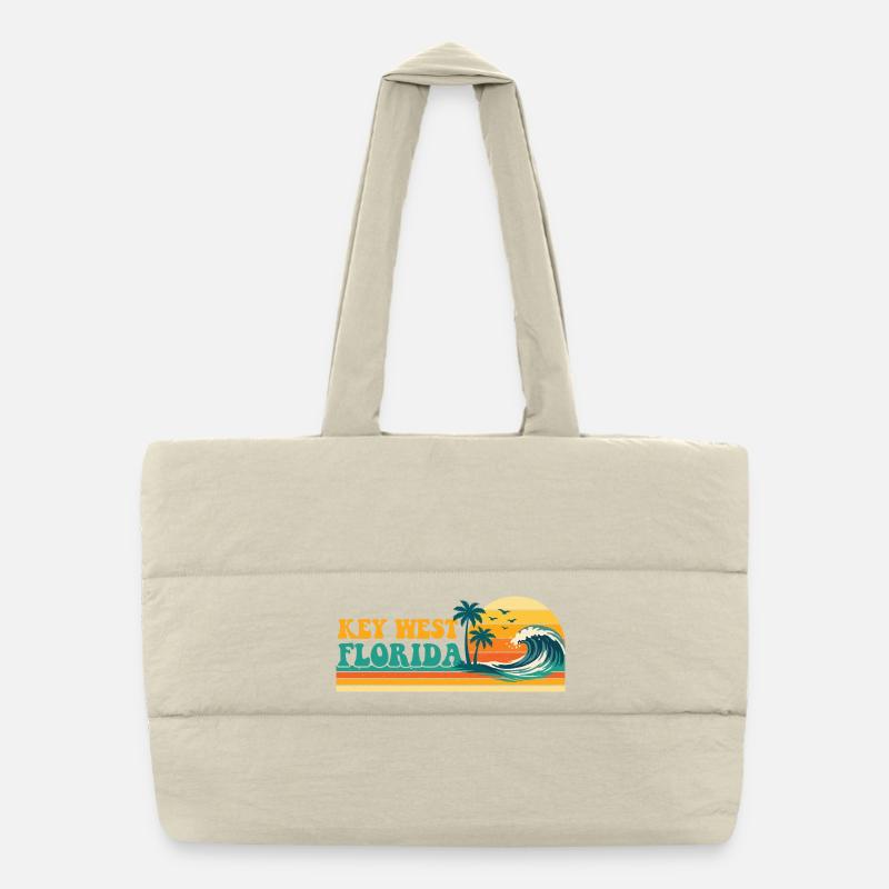 Key West Florida Retro Spring Break Beach Vibe - Puffer-Einkaufstasche - Naturweiß
