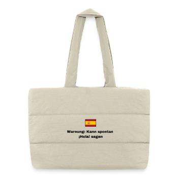 Spanien Flagge, Schwarze Schrift - Puffer-Einkaufstasche - Naturweiß - Vorne
