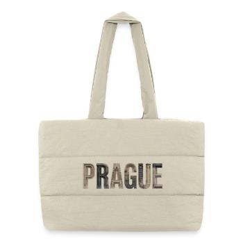 Prague Typografie mit historischer Architektur - Puffer-Einkaufstasche - Naturweiß - Vorne