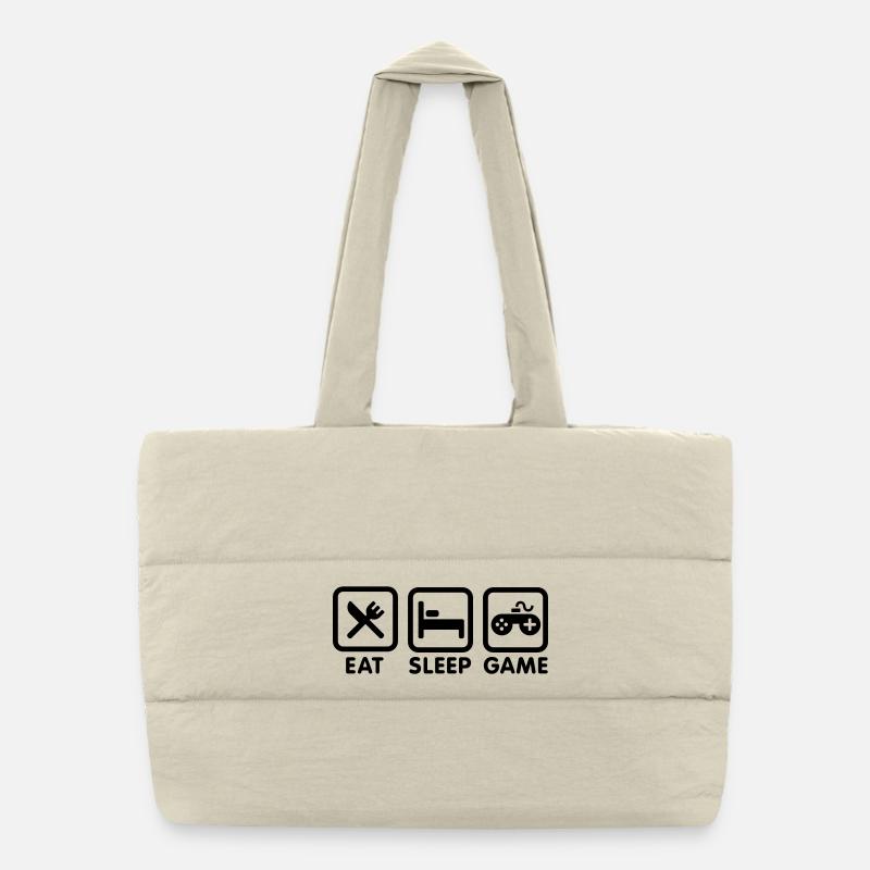 Eat sleep game Puffer-Einkaufstasche