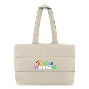 Katzen Mama: Bunte Pfoten-Power - Gesteppte Shopping Bag - Naturweiß - Vorne