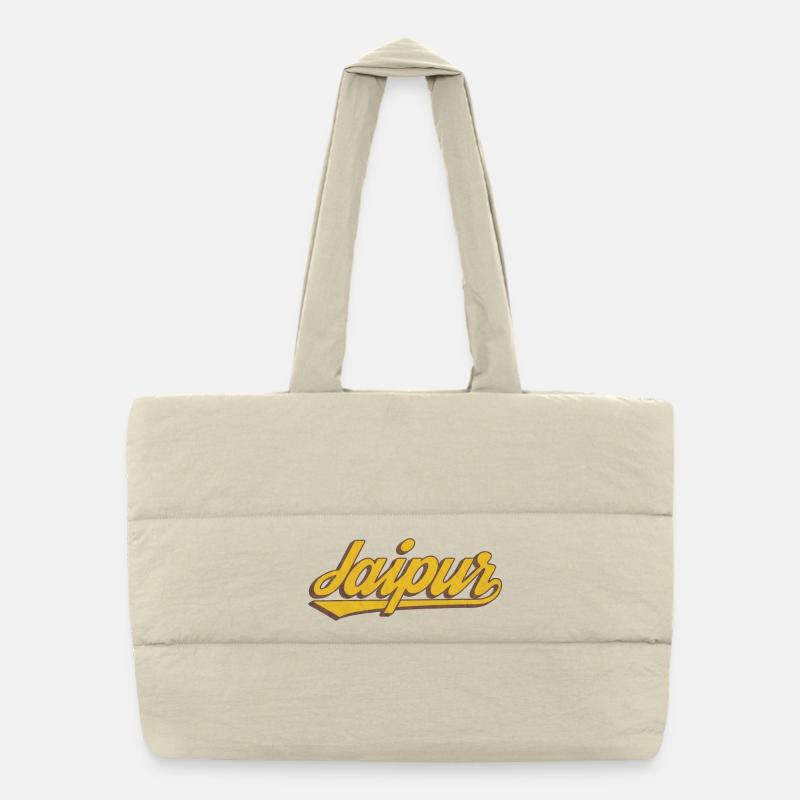 Jaipur Lettering Retro Graphic India Sac shopping matelassé