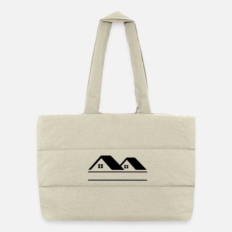 Häuser-Textbanner Puffer-Einkaufstasche