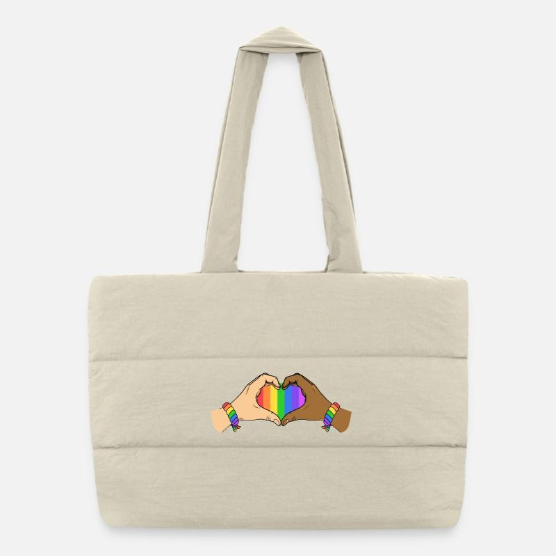 Stolz Herz Hände Einheit Regenbogen Liebe Unterstützt Kunst Puffer-Einkaufstasche