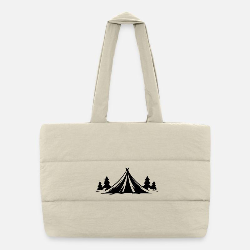 Camping Tent Nature Icon Puffer Shopping Bag