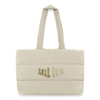 Minimalist Chess Silhouette Chessboard - Puffer Shopping Bag - natural - Front