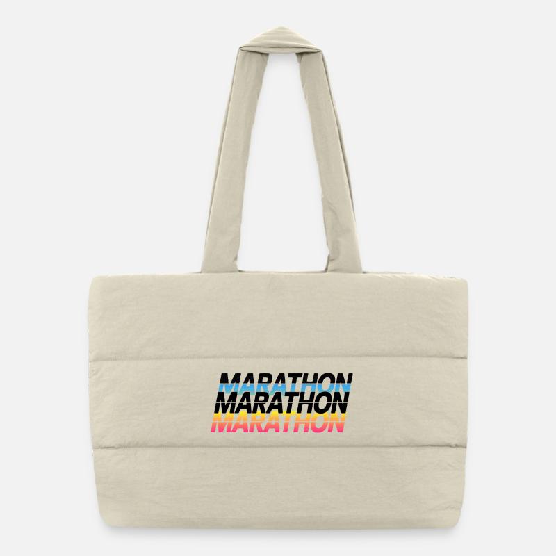 Marathon Gradient Typography - Puffer Shopping Bag - natural