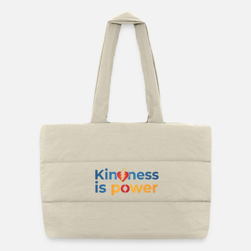 Kindness is power Buntes Herz Blitz Design Puffer-Einkaufstasche