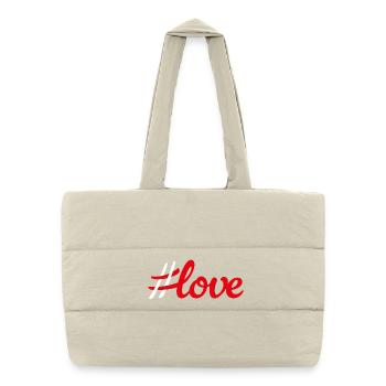 Hashtag Love Liebe Hochzeit coole Quotes Pärchen - Puffer-Einkaufstasche - Naturweiß - Vorne