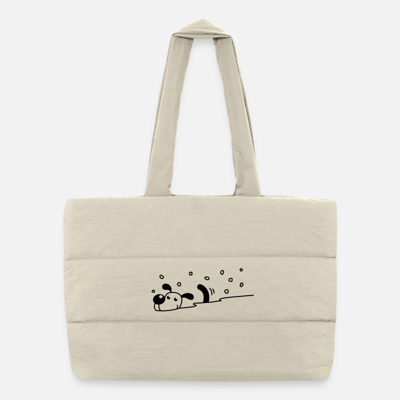 Un chien mignon dans la neige Sac shopping matelassé