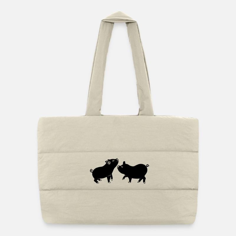 Pigs logo of two pigs Puffer Shopping Bag