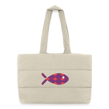 POISSON - Sac shopping matelassé - blanc naturel - Devant