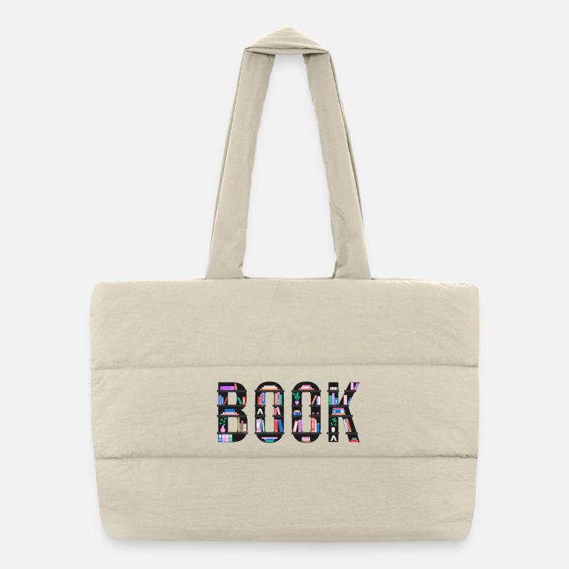 Livre épelé avec étagères, lecture et littérature Sac shopping matelassé
