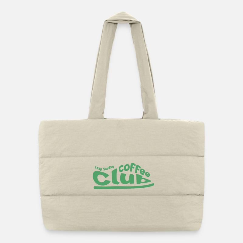 Lazy Sunday Coffee Club - Puffer-Einkaufstasche - Naturweiß