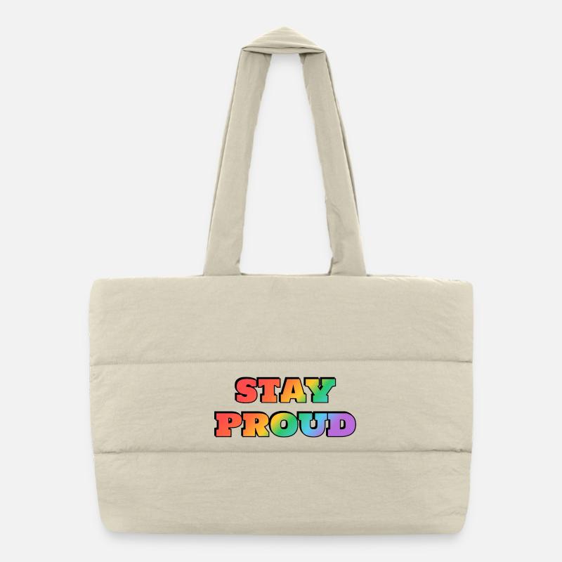 Reste fort Hard, Typographie rétro Arc-en-ciel Sac shopping matelassé