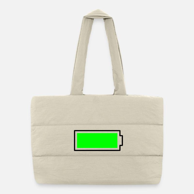 Batterie de conception de bloc vert néon pleine énergie Sac shopping matelassé