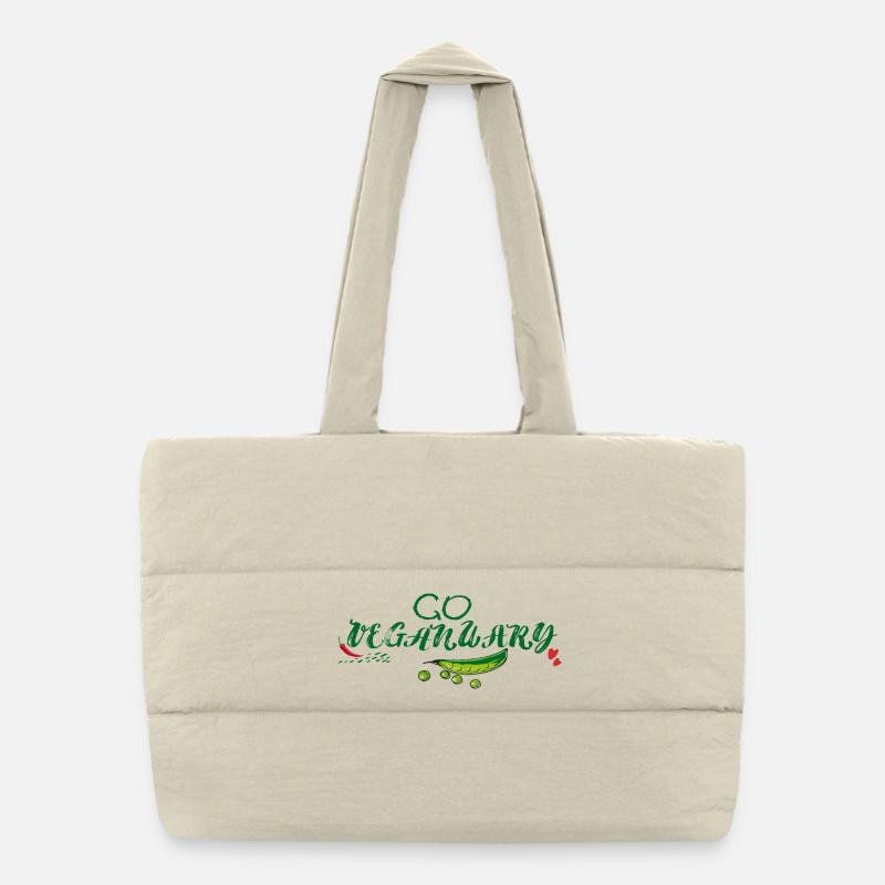 Go Vegan Januar - Puffer-Einkaufstasche - Naturweiß