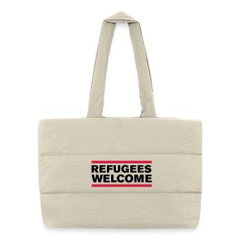 politik refugees welcome - Puffer-Einkaufstasche - Naturweiß - Vorne