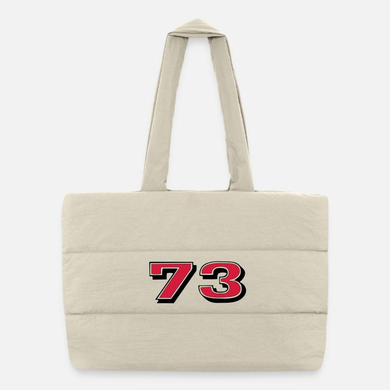 Red 73 on Black - Puffer Shopping Bag - natural