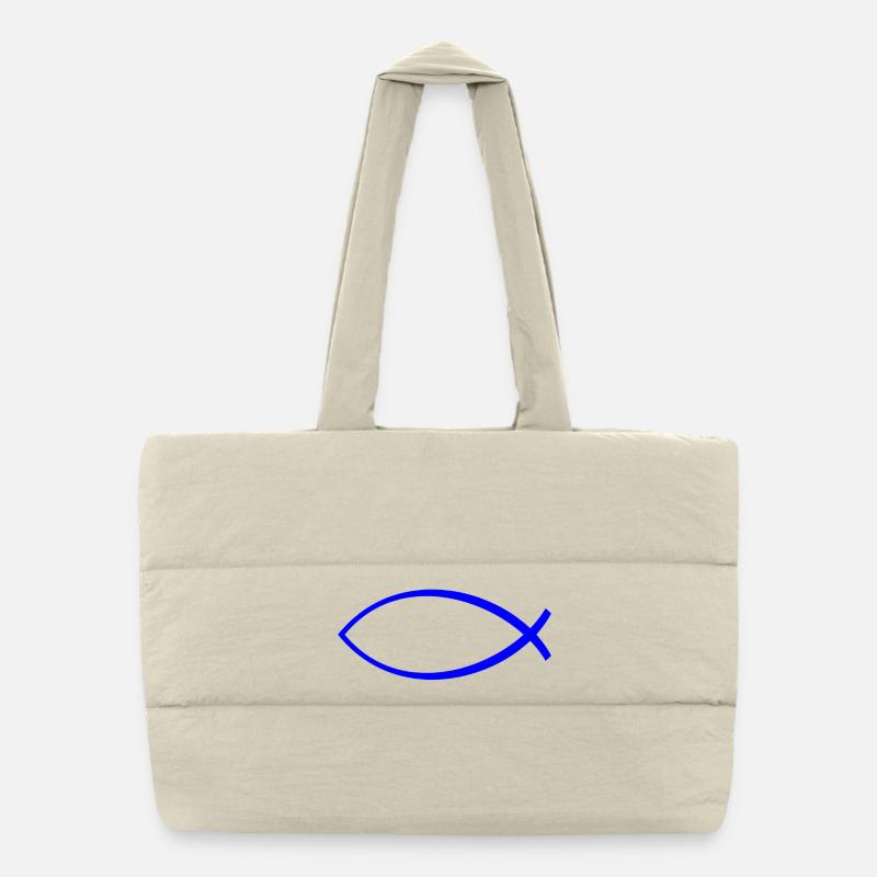 Ichtus poisson bleu foncé Sac shopping matelassé
