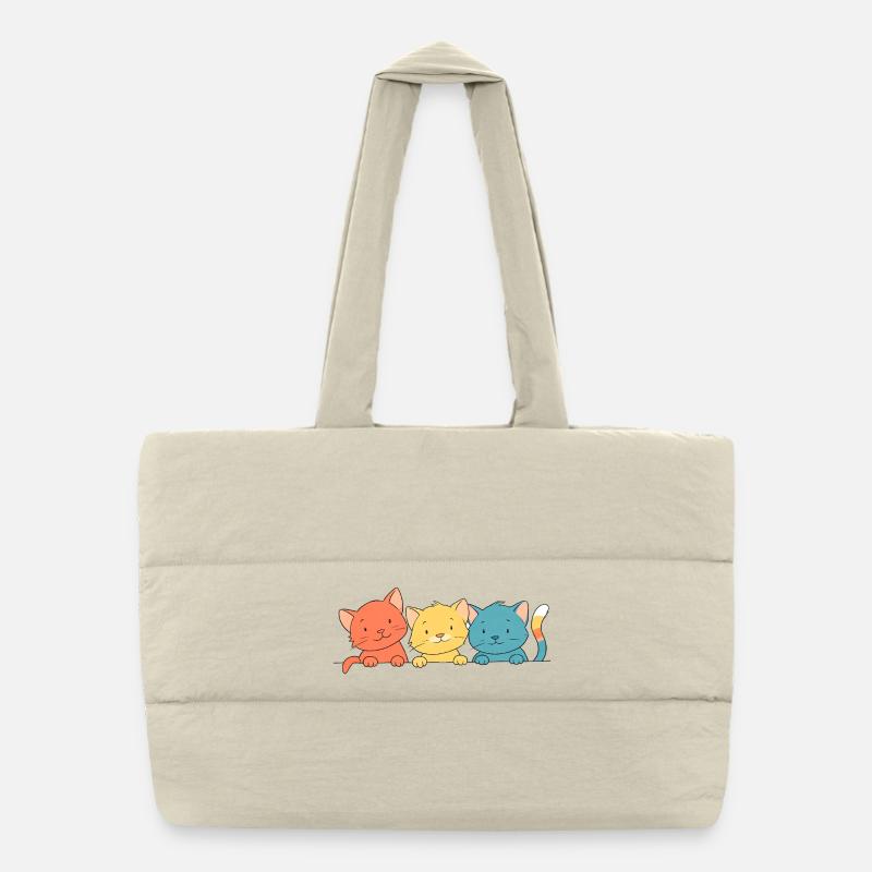 Trio Bunte Katzen Freunde Puffer-Einkaufstasche