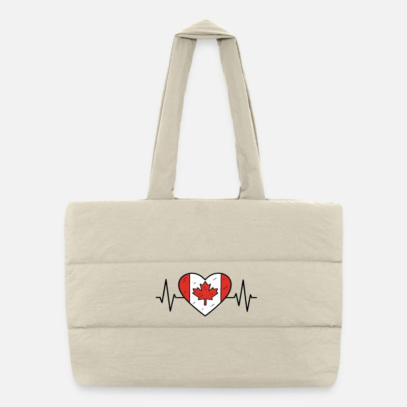 Canada Heartbeat Line Drapeau Amour Voyage Design Sac shopping matelassé