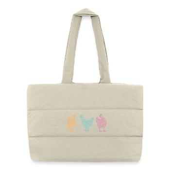 Fans de poulet - Coq - Coq - Poulet fleur - Bio - Sac shopping matelassé - blanc naturel - Devant