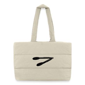 Silhouette des pinces barbecue - Sac shopping matelassé - blanc naturel - Devant