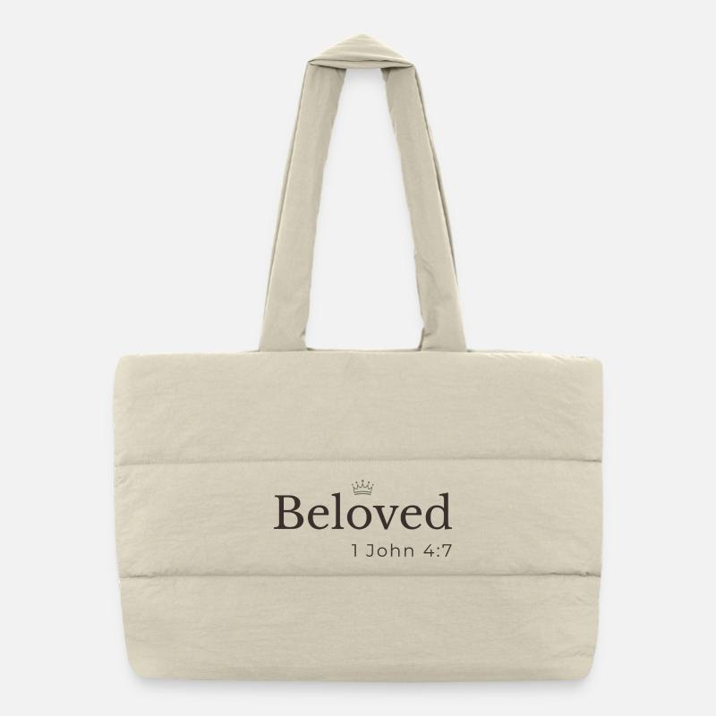 Beloved Christian | 1John 4:7 | Crown Design Puffer Shopping Bag