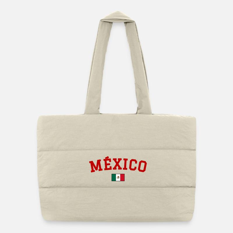Mexiko Flagge Design Rot Puffer-Einkaufstasche