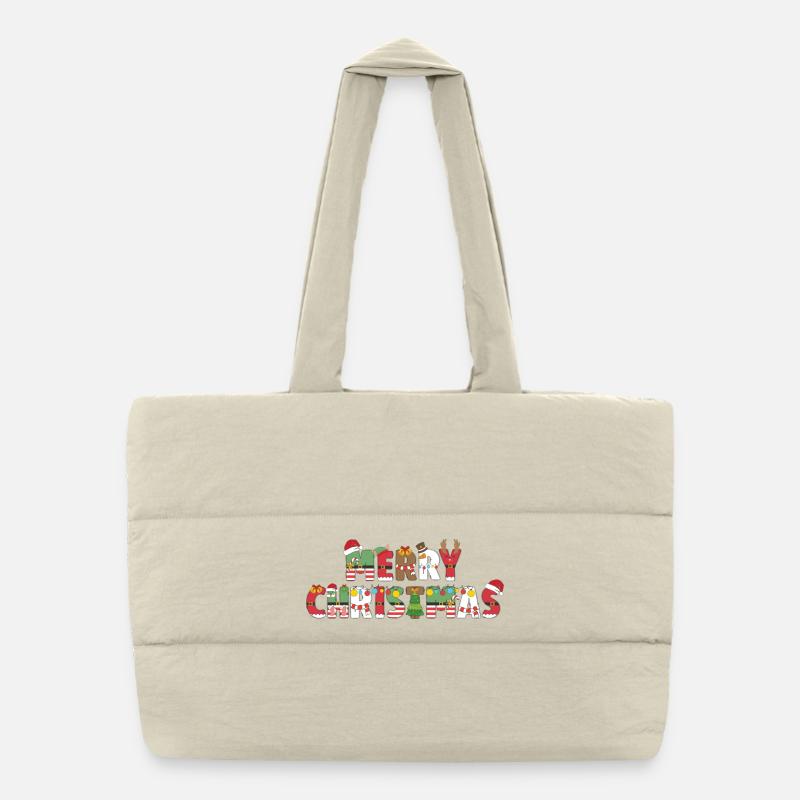 Merry Christmas Puffer-Einkaufstasche