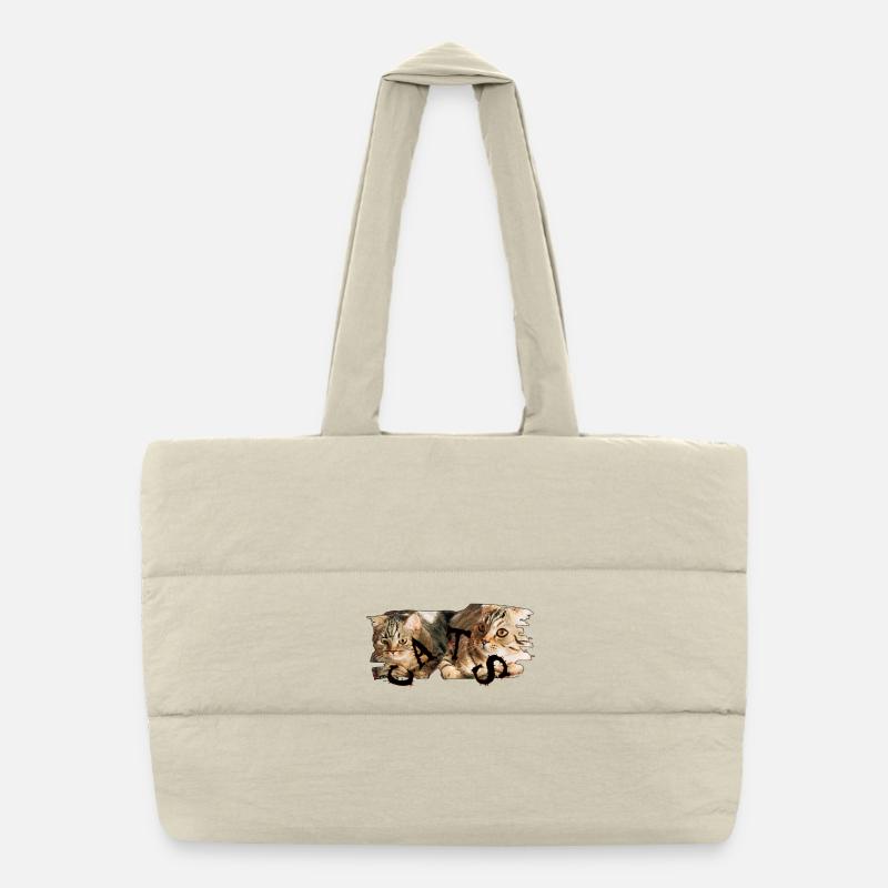 Katzen-Collage: Zerrissene Fellkunst Puffer-Einkaufstasche