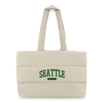 Seattle Schriftzug Grün - Puffer-Einkaufstasche - Naturweiß - Vorne