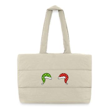 Chapeau de Père Noël drôle - Sac shopping matelassé - blanc naturel - Devant