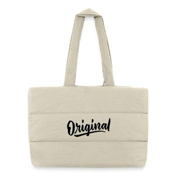 Originales, einzigartiges Design, exklusive, trendige Kreation - Puffer-Einkaufstasche - Naturweiß - Vorne