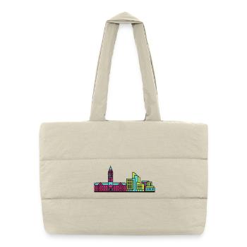 Bradford City Skyline Rathaus Moderne Linienkunst - Puffer-Einkaufstasche - Naturweiß - Vorne