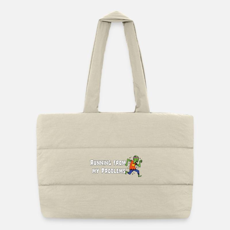 Running from my problems – Funny Zombie Saying Puffer Shopping Bag