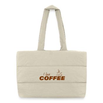 I LOVE COFFEE - Puffer-Einkaufstasche - Naturweiß - Vorne